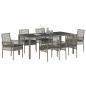 Preview: 7-teiliges Gartendiningset mit Kissen Grau Poly-Rattan