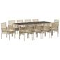 Preview: 11-teiliges Garten Essset mit Kissen Beige Poly-Rattan