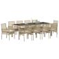 Preview: 11-teiliges Garten Essset mit Kissen Beige Poly-Rattan