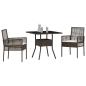 Preview: 3-teilige Garten Essgruppe Braun Poly Rattan