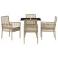Preview: 5-teiliges Garten Essset Beige Poly Rattan
