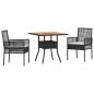 Preview: 3-teiliges Garten-Essset mit Kissen Schwarz Poly Rattan