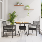 Preview: 3-teiliges Garten-Essset mit Kissen Schwarz Poly Rattan