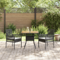Preview: 3-teiliges Garten-Essset mit Kissen Schwarz Poly Rattan