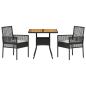 Preview: 3-teiliges Garten-Essset mit Kissen Schwarz Poly Rattan