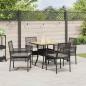 Preview: 5-teiliges Garten-Essgruppen-Set mit Kissen in Schwarz Poly-Rattan