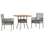 Preview: 3-teiliges Gartenset mit Kissen Grau Poly Rattan