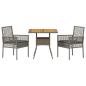 Preview: 3-teiliges Gartenset mit Kissen Grau Poly Rattan
