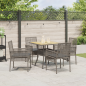 Preview: 5-teiliges Garten-Essset mit Kissen Grau Poly Rattan