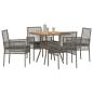 Preview: 5-teiliges Garten-Essset mit Kissen Grau Poly Rattan