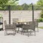 Preview: 5-teiliges Garten-Essset mit Kissen Grau Poly Rattan