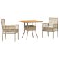 Preview: 3-teiliges Garten-Essgruppen-Set mit Kissen Beige Poly-Rattan