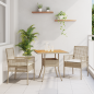 Preview: 3-teiliges Garten-Essgruppen-Set mit Kissen Beige Poly-Rattan