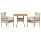 Preview: 3-teiliges Garten-Essgruppen-Set mit Kissen Beige Poly-Rattan