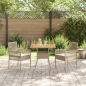 Preview: 3-teiliges Garten-Essgruppen-Set mit Kissen Beige Poly-Rattan