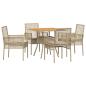 Preview: 5-teiliges Garten-Essgruppen-Set mit Kissen Beige Poly-Rattan
