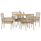Preview: 5-teiliges Garten-Essgruppen-Set mit Kissen Beige Poly-Rattan