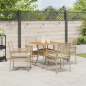 Preview: 5-teiliges Garten-Essgruppen-Set mit Kissen Beige Poly-Rattan