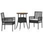 Preview: 3-teiliges Gartentischset Schwarz Poly-Rattan