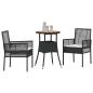 Preview: 3-teiliges Gartentischset Schwarz Poly-Rattan