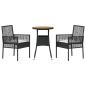 Preview: 3-teiliges Gartentischset Schwarz Poly-Rattan