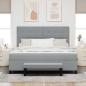 Preview: Boxspringbett mit Matratze & Bank Hellgrau 180x200 cm Stoff