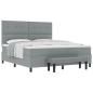 Preview: Boxspringbett mit Matratze & Bank Hellgrau 180x200 cm Stoff