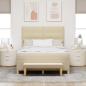 Preview: Boxspringbett mit Matratze & Bank Creme 140x200 cm Stoff