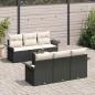 Preview: Gartensofa-set mit Kissen 7 pcs Schwarz Poly-Rattan
