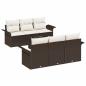 Preview: 7-teiliges Garten Sofa Set mit Kissen Braun Poly Rattan