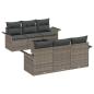 Preview: 7-teiliges Garten-Sofa-Set mit Kissen in Grau aus Poly-Rattan