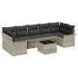 Preview: 8-teiliges Garten-Sofa-Set mit Kissen Hellgrau Poly-Rattan
