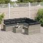 Preview: 9-teiliges Garten Sofa Set mit Kissen Hellgrau Poly Rattan