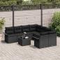 Preview: 9-teiliges Garten Sofa Set mit Kissen Schwarz Poly Rattan