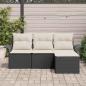 Preview: 4-teiliges Garten-Sofa-Set mit Kissen Schwarz Poly Rattan