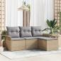 Preview: ARDEBO.de - 4-teiliges Garten Sofa Set mit Kissen Beige Poly Rattan