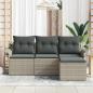 Preview: 4-teiliges Garten Sofa Set mit Kissen Hellgrau Poly Rattan