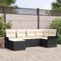 Preview: ARDEBO.de - 6-teiliges Garten Sofa Set mit Kissen Schwarz Poly-Rattan