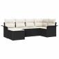 Preview: 6-teiliges Garten Sofa Set mit Kissen Schwarz Poly-Rattan