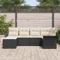 Preview: 6-teiliges Garten Sofa Set mit Kissen Schwarz Poly-Rattan