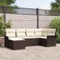 Preview: ARDEBO.de - 6-teiliges Garten-Sofa-Set mit Kissen Braun Poly Rattan