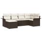 Preview: 6-teiliges Garten-Sofa-Set mit Kissen Braun Poly Rattan