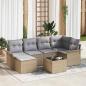 Preview: ARDEBO.de - 7-teiliges Garten Sofa Set mit Kissen Schwarz Poly Rattan