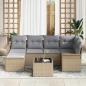 Preview: 7-teiliges Garten Sofa Set mit Kissen Schwarz Poly Rattan