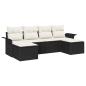 Preview: 6-teiliges Garten Sofa Set mit Kissen schwarzes Poly Rattan