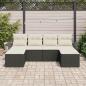 Preview: 6-teiliges Garten Sofa Set mit Kissen schwarzes Poly Rattan