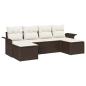 Preview: 6-teiliges Garten Sofa Set mit Kissen Braun Poly Rattan