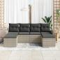 Preview: 6-teiliges Garten Sofa Set mit Kissen Hellgrau Poly Rattan