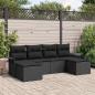 Preview: ARDEBO.de - 6-teiliges Garten Sofa Set mit Kissen Schwarz Poly Rattan