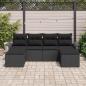 Preview: 6-teiliges Garten Sofa Set mit Kissen Schwarz Poly Rattan